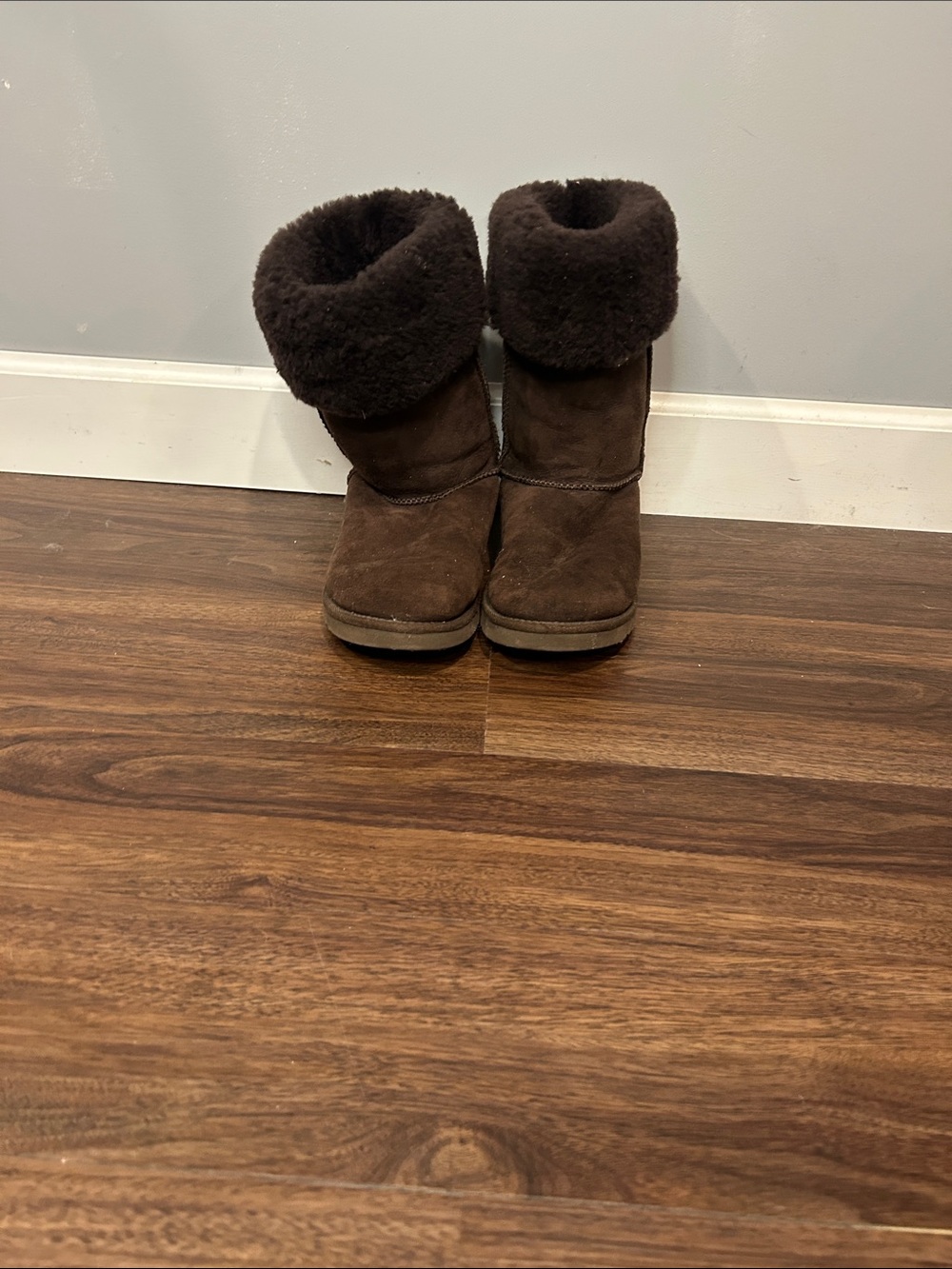 UGG Kids Chocolate Brown Shearling Cuff Boots